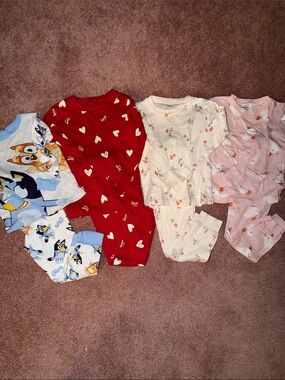 Carter's Red Heart Print Pajama Set with Assorted Character Sets